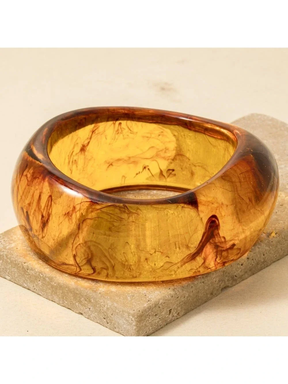 Large Marble Resin Bangle Bracelet